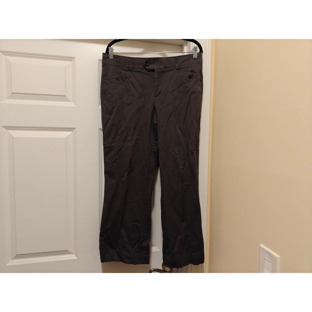 Dockers‎ Womens Wide Leg Pants Dark Grey Stretch Cotton Trousers Size 12 MED